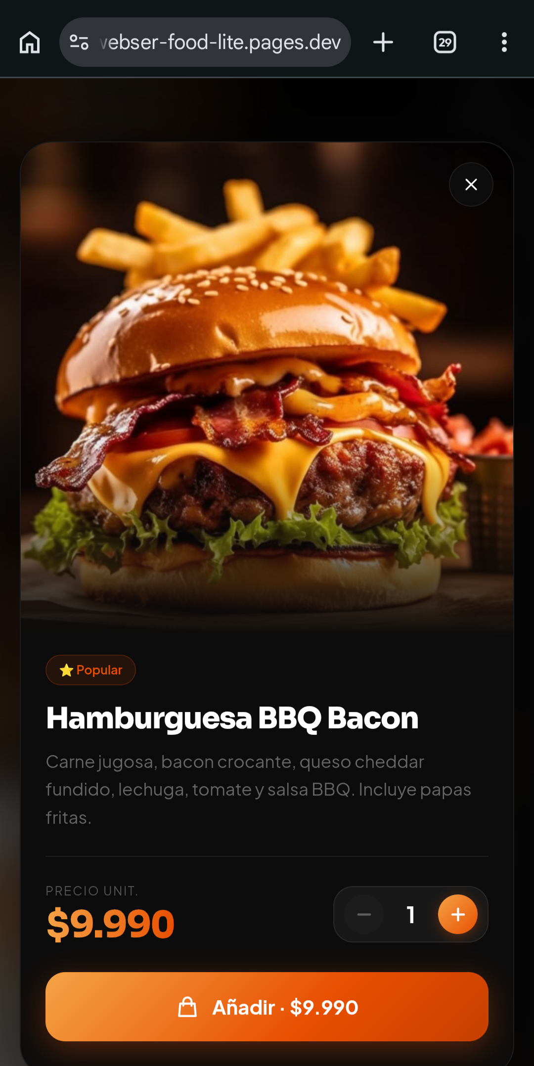 Webser Food storefront